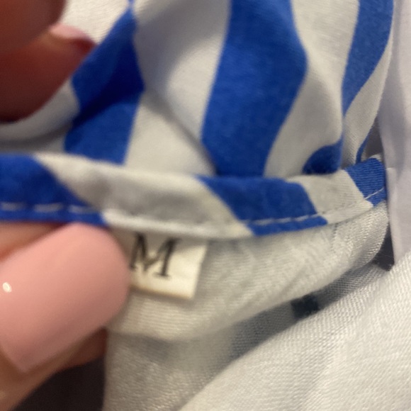 Women's Short Sleeve Striped Wrap Ruffle Hem Pleated Mini Dress - M - Picture 8 of 8